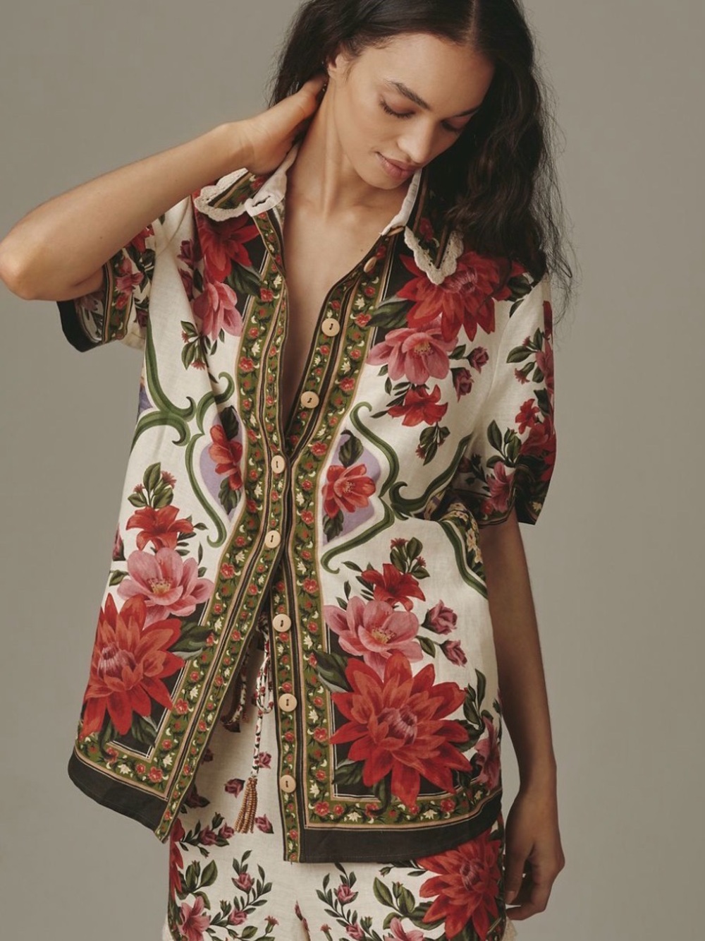 FARM Rio Wonder Rio Linen Blend
Buttondown Shirt NWT